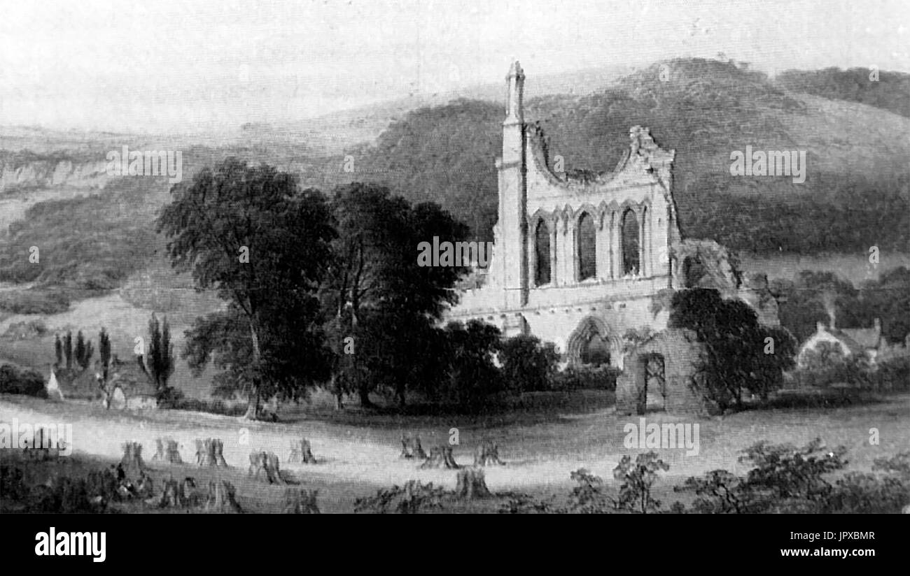 Byland  Savigniac & Cistercian  Abbey, North Yorkshire, UK in 1806 Stock Photo