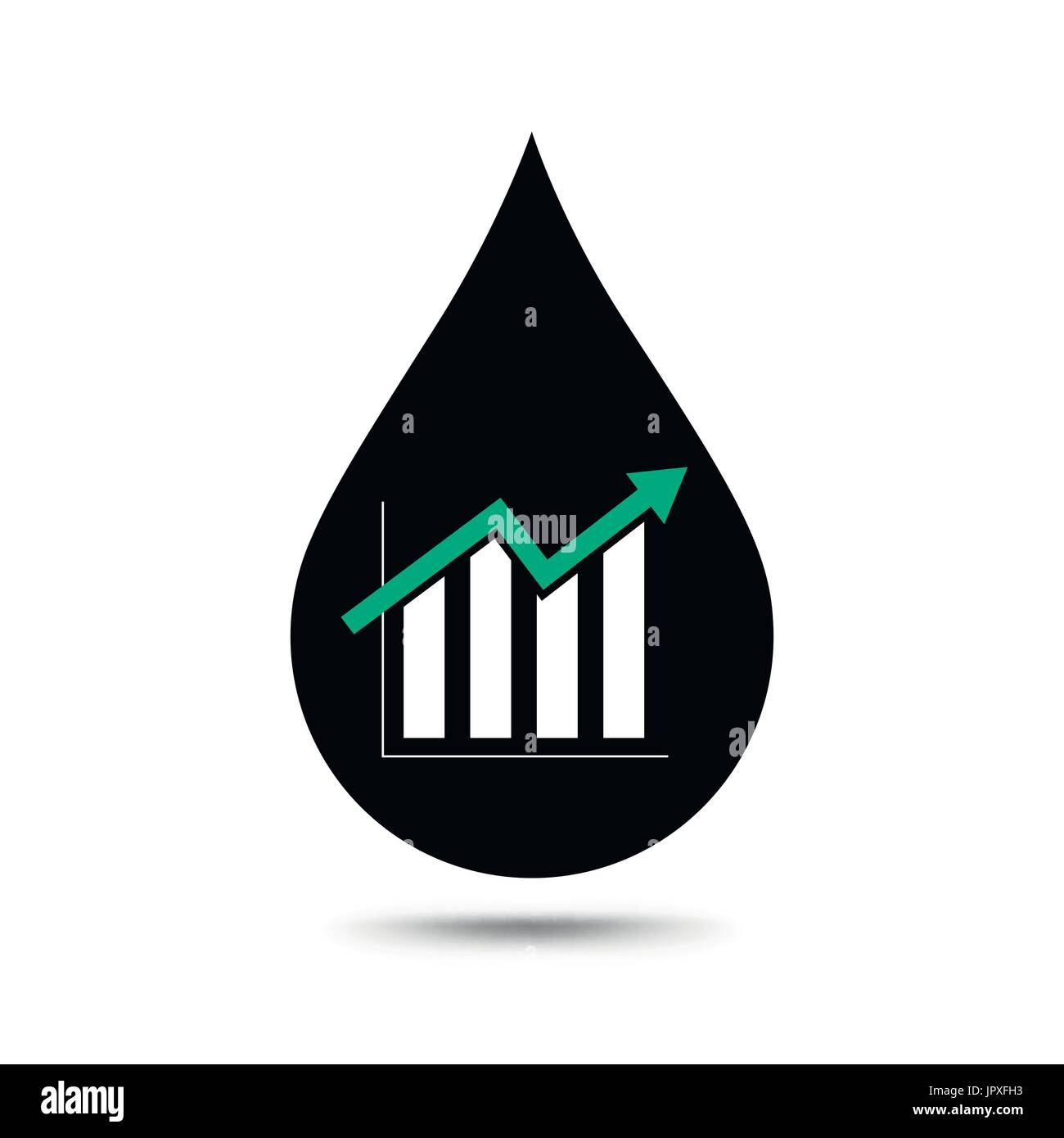 Oil industry concept. Oil price growing up graph with oil drop. Financial markets. vector