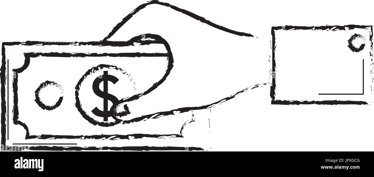 figure businessman hand with bill cash money Stock Vector Image & Art ...