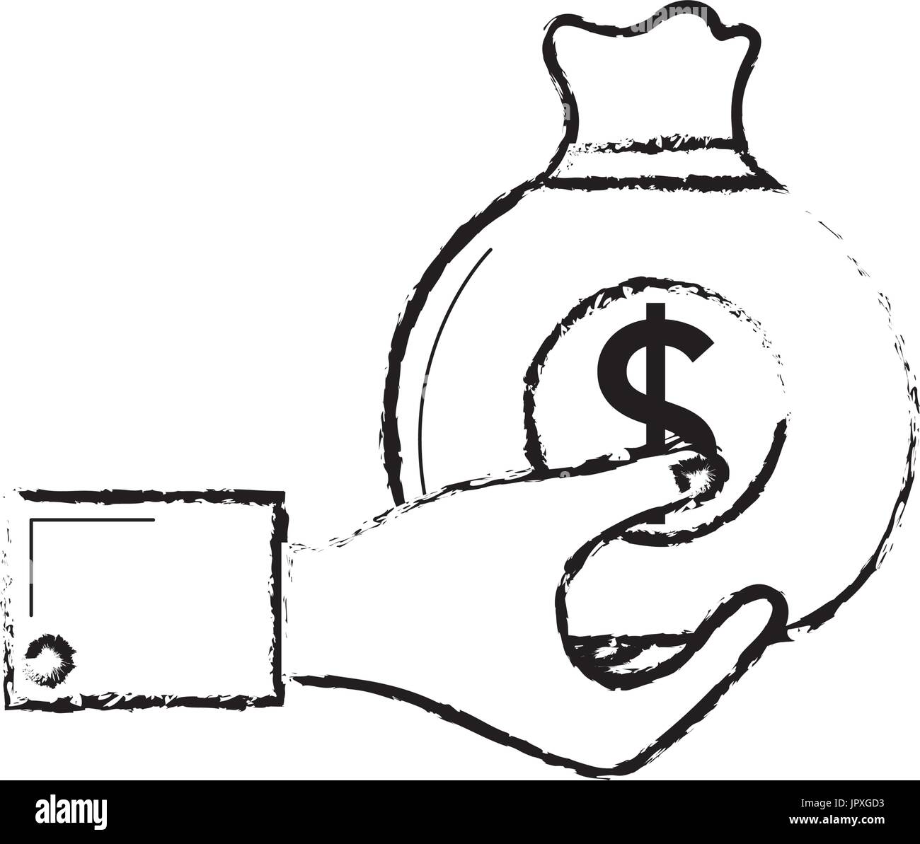 figure man hand with bag with cash money Stock Vector Image & Art - Alamy