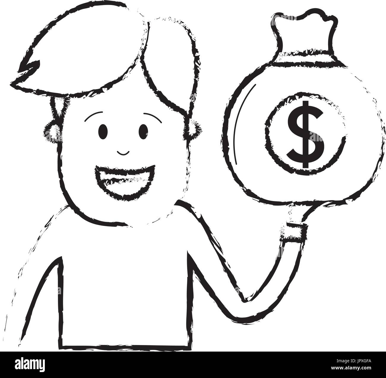 figure man with bag cash money in the hand Stock Vector Image & Art - Alamy