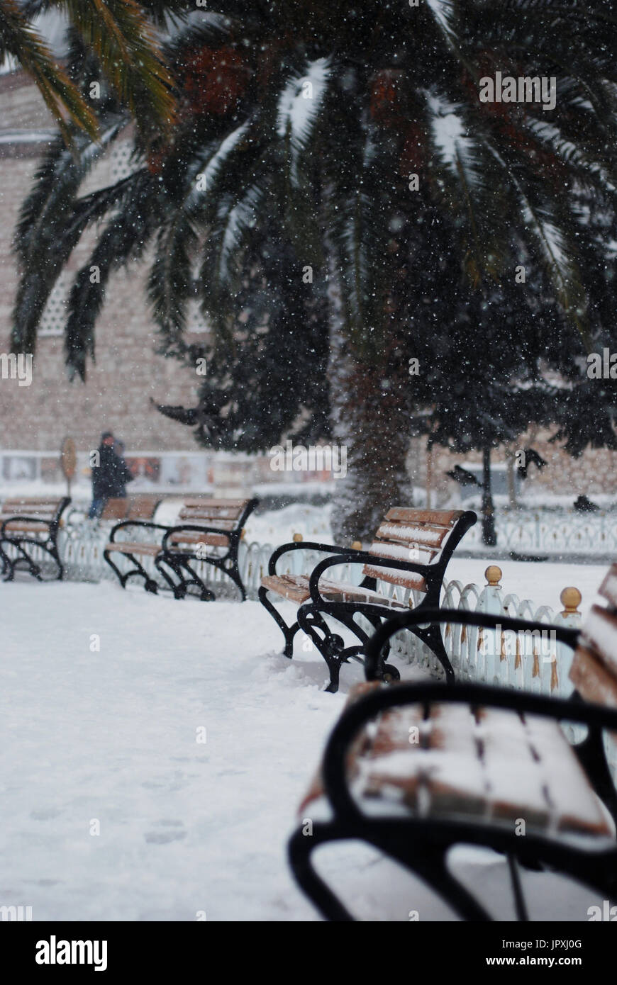 Istanbul in snow Stock Photo