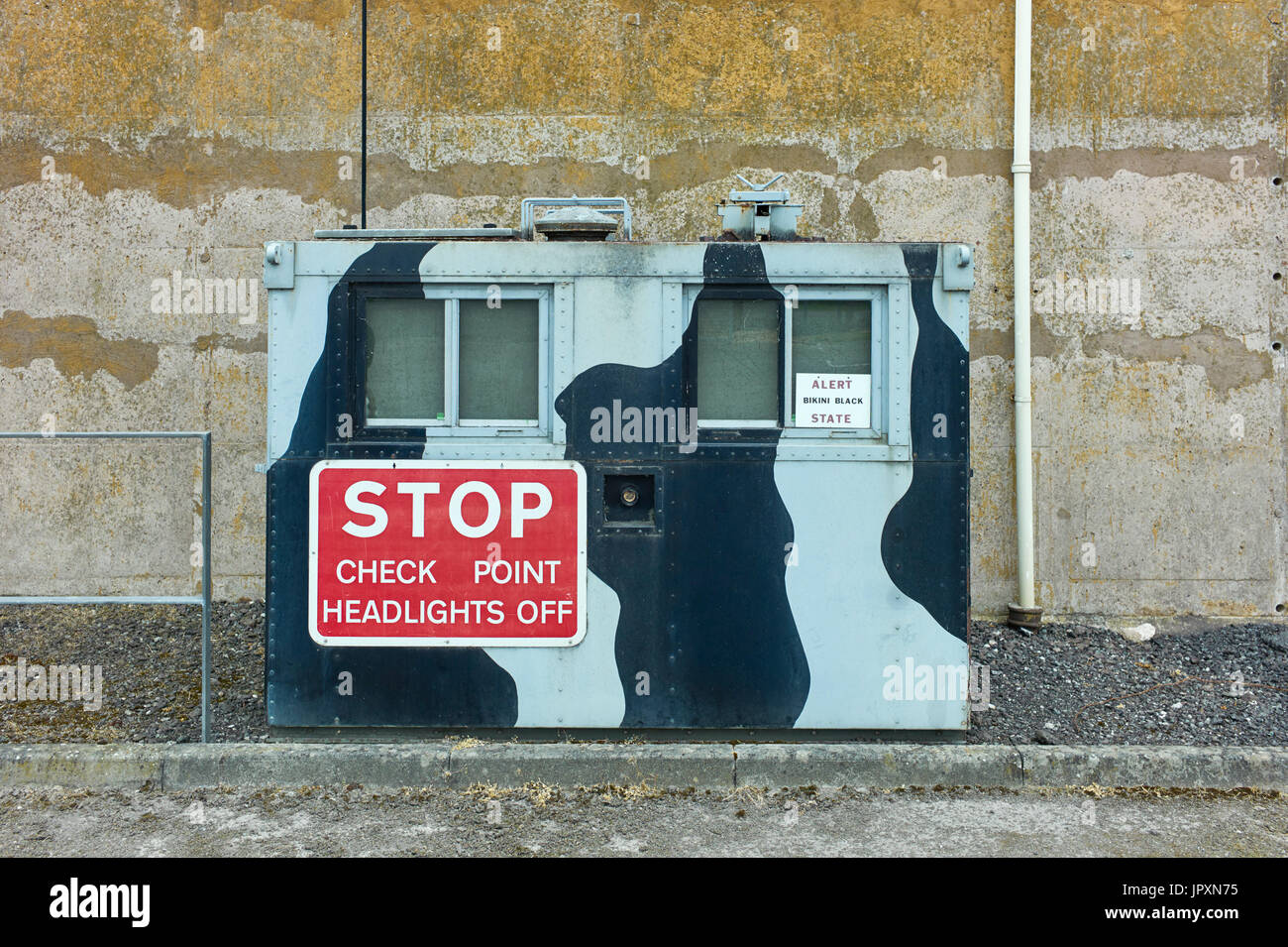 Checkpoint at Hack Green nuclear bunker museum Stock Photo