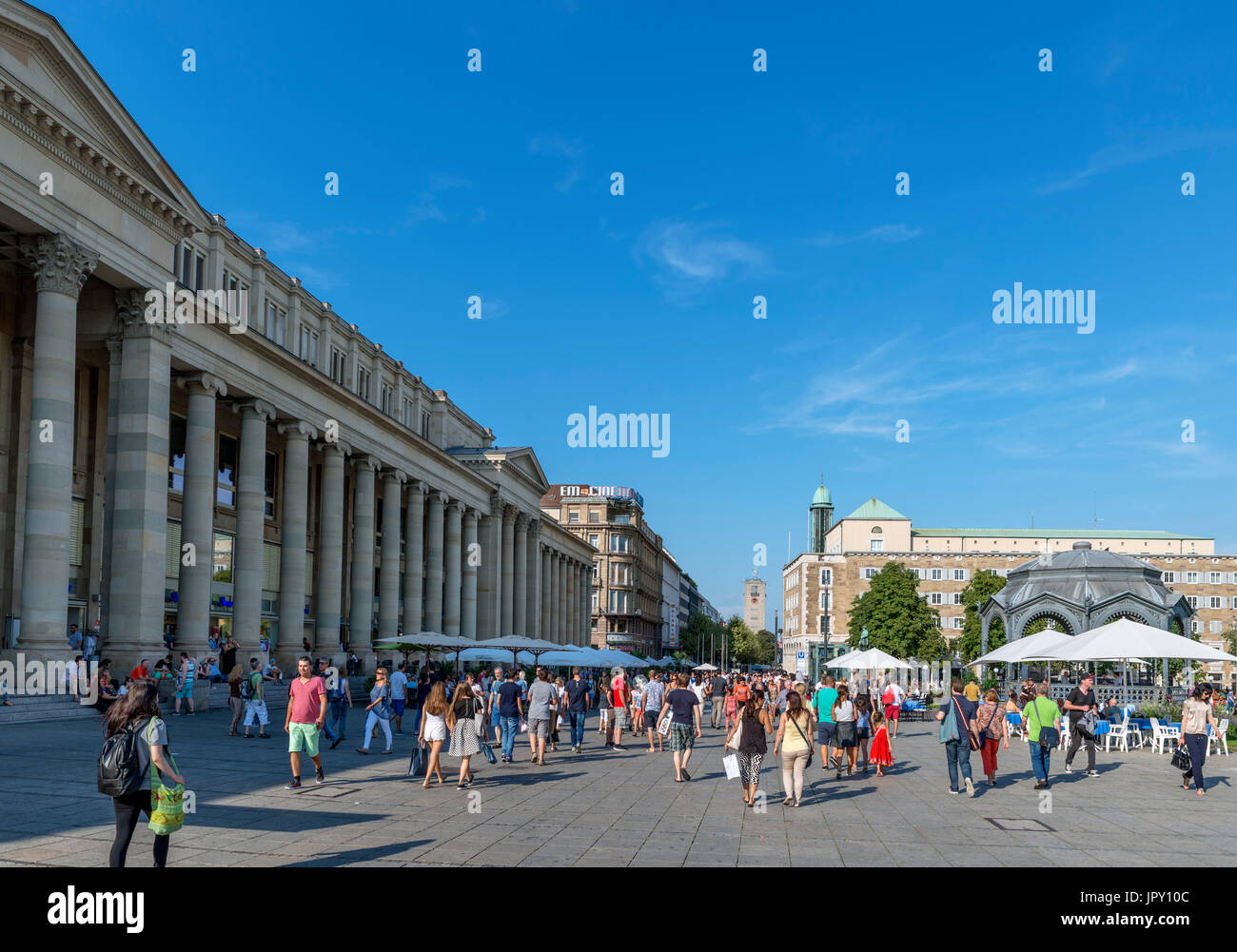 View down Konigstrasse, the main shopping street, from Schlossplatz, Stuttgart, Baden-Wurttemberg, Germany Stock Photo