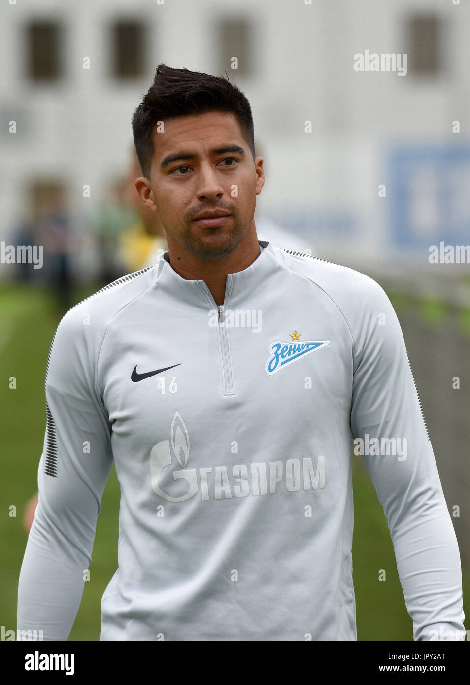 St. Petersburg, Russia. 2nd Aug, 2017. Russia, St. Petersburg, on August 2, 2017. The player of F.C. Zenit Christian Noboa at pre-game training, before match of the third qualification round of the UEFA Europa League between F.C. Zenit (St. Petersburg, Russia) and FC Bney-Iyeguda Credit: Andrey Pronin/ZUMA Wire/Alamy Live News Stock Photo