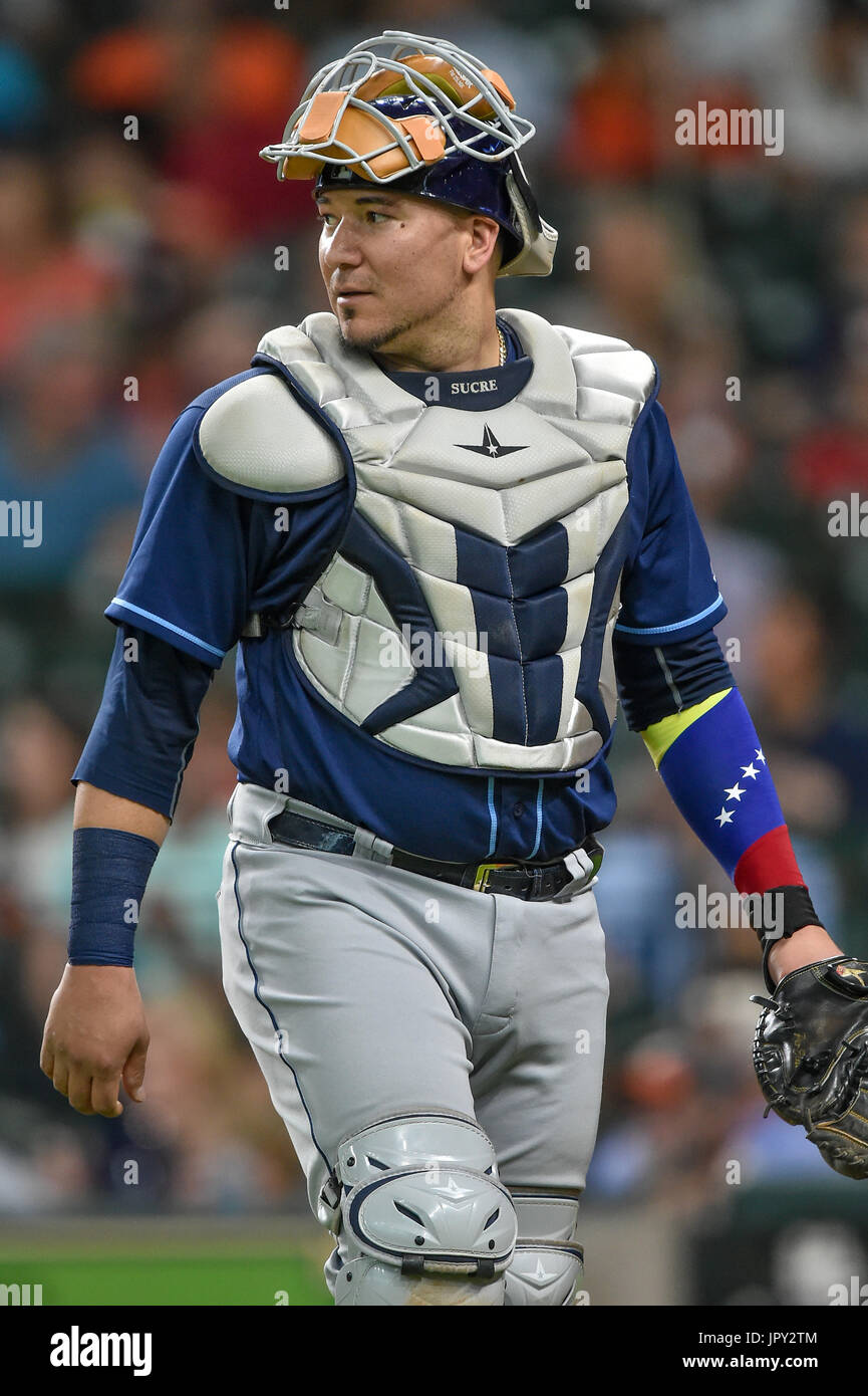 August 1, 2017 Tampa Bay Rays catcher Jesus Sucre (45) during a Major