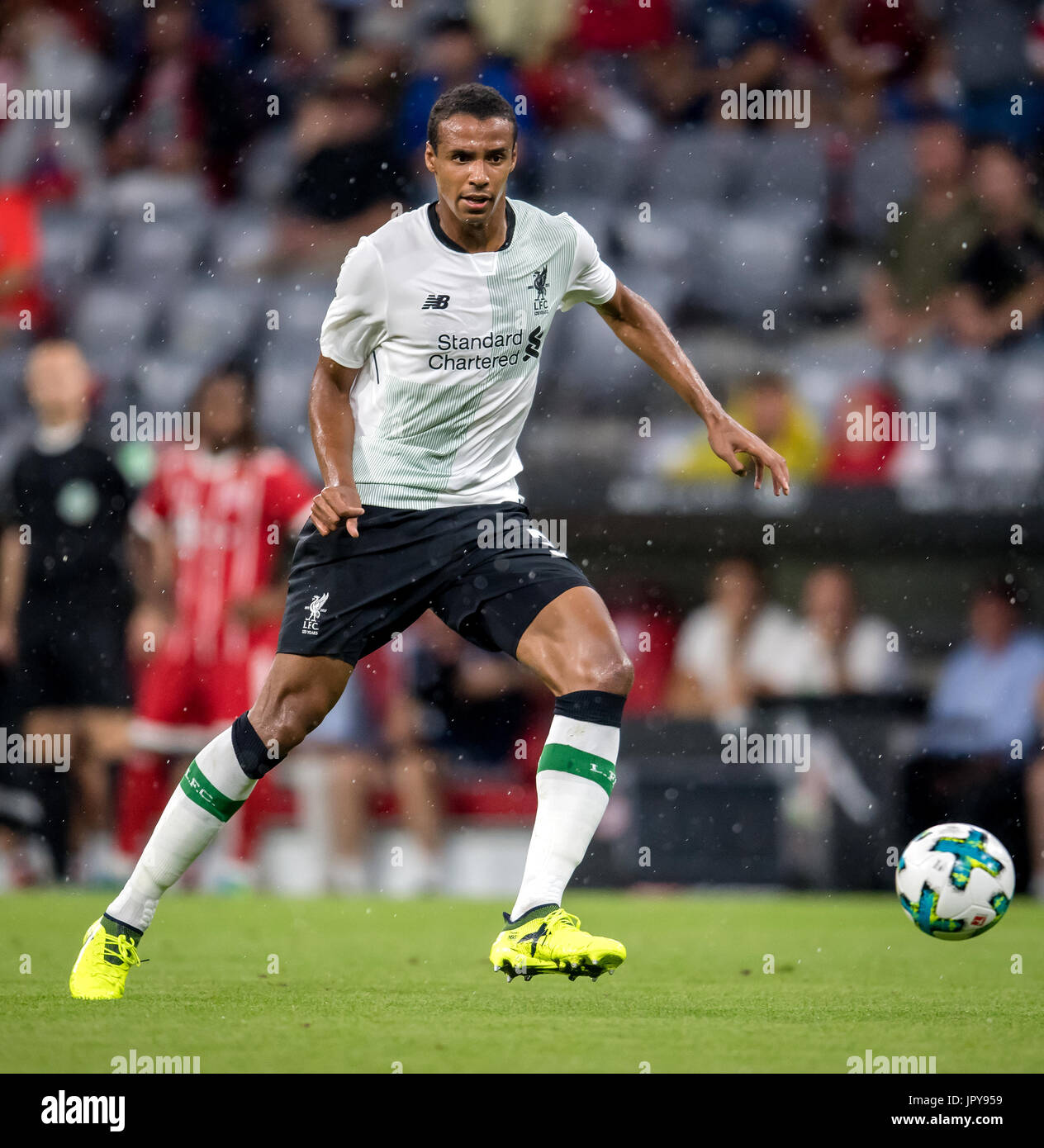 Munich, Germany. 1st Aug, 2017. Liverpool's Joel Matip chases the ball in the game against Bayern Munich during the AUDI Cup 2017 in the Allianz Arena in Munich, Germany, 1 August 2017. - NO WIRE SERVICE · Photo: Thomas Eisenhuth/dpa-Zentralbild/ZB/dpa/Alamy Live News Stock Photo