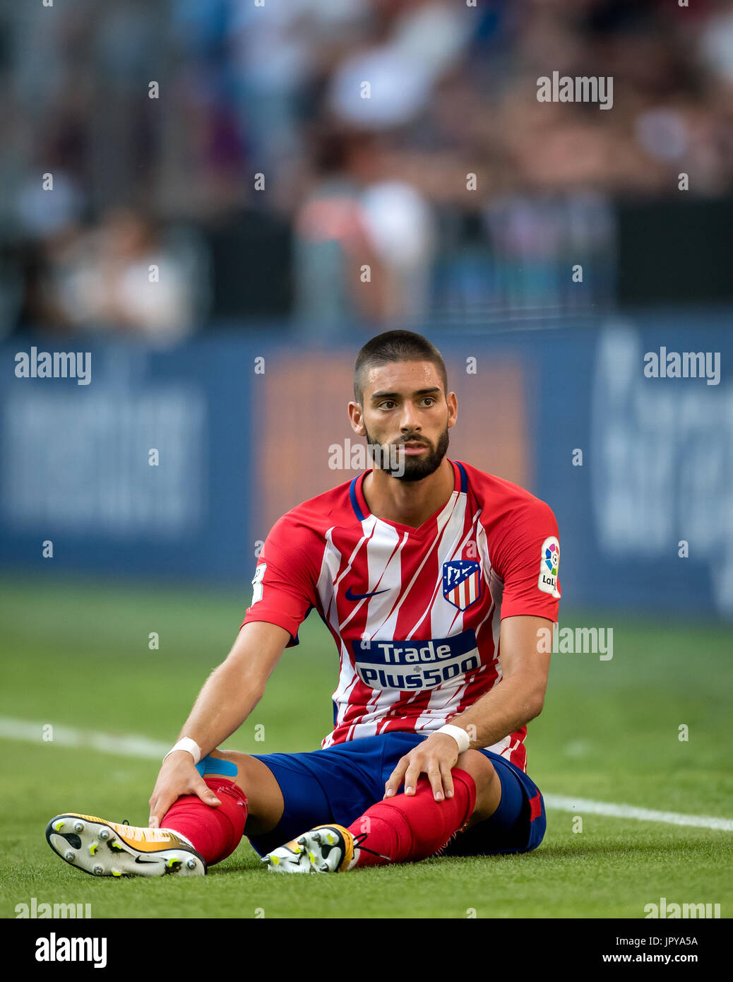 Munich, Germany. 1st Aug, 2017. Madrid's Yannick Carrasco in action during the game against SSC Napoli during the AUDI Cup 2017 in the Allianz Arena in Munich, Germany, 1 August 2017. - NO WIRE SERVICE · Photo: Thomas Eisenhuth/dpa-Zentralbild/ZB/dpa/Alamy Live News Stock Photo