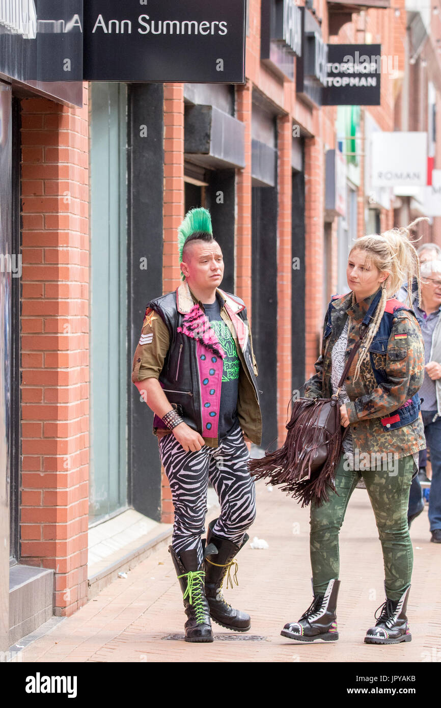 a punk rock rebel rebelling rebellion Blackpool festival spike spiked spiky  mohican mohawk hair hairstyle outlaw steampunk doc martens rock rocker  Stock Photo - Alamy