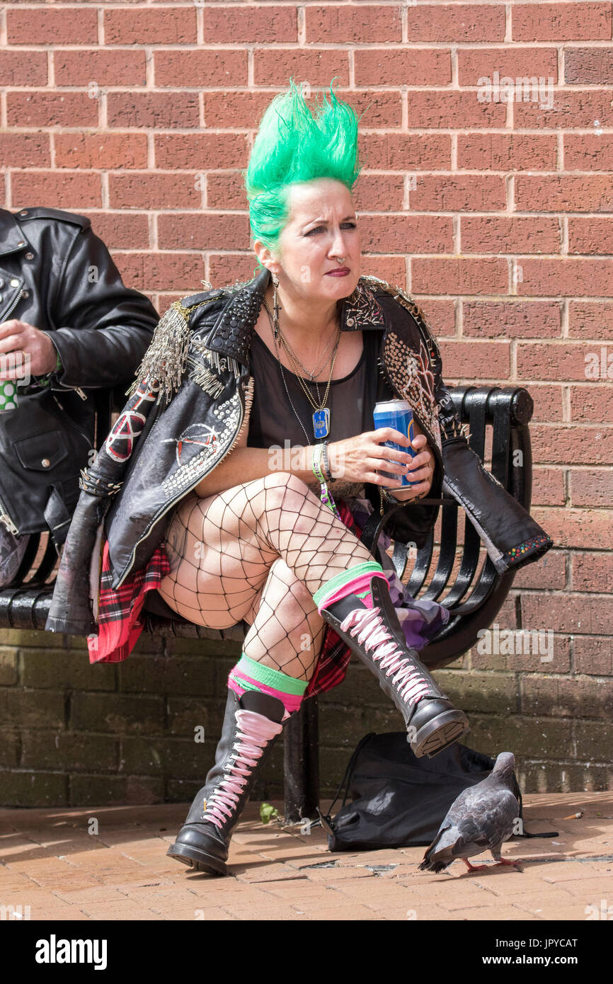 a punk rock rebel rebelling rebellion Blackpool festival spike spiked spiky  mohican mohawk hair hairstyle outlaw steampunk doc martens rock rocker  Stock Photo - Alamy