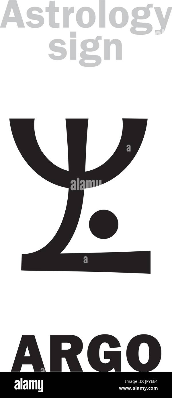 Astrology Alphabet: ARGO (Argo Navis), constellation. Hieroglyphics character sign (single symbol). Stock Vector