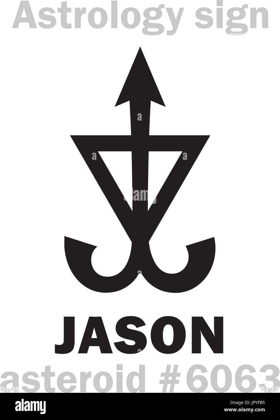 Astrology Alphabet: JASON, asteroid #6063. Hieroglyphics character sign (single symbol). Stock Vector
