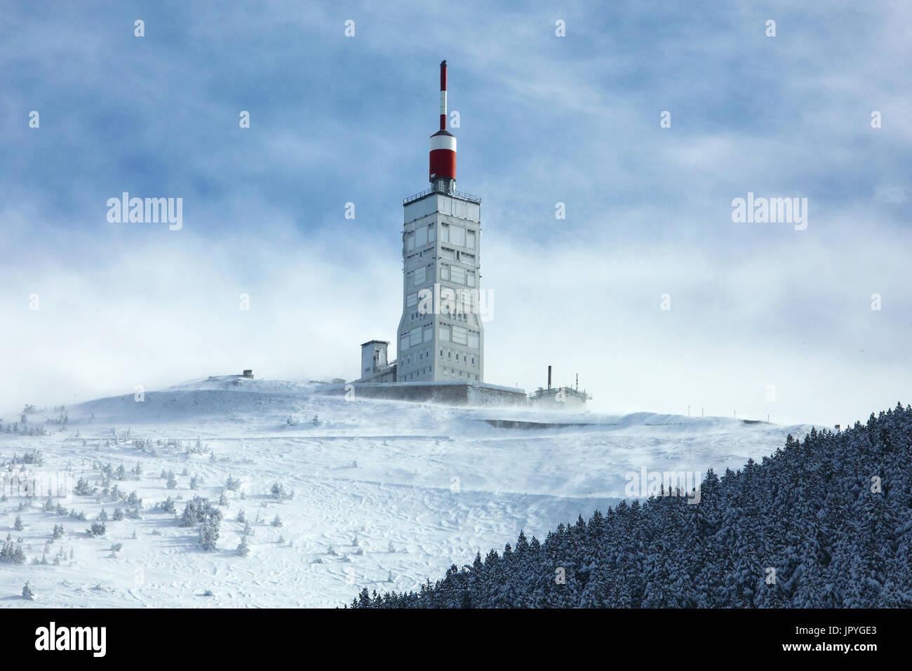 The Observatory of the summit of Mont Ventoux in winter - France Stock  Photo - Alamy