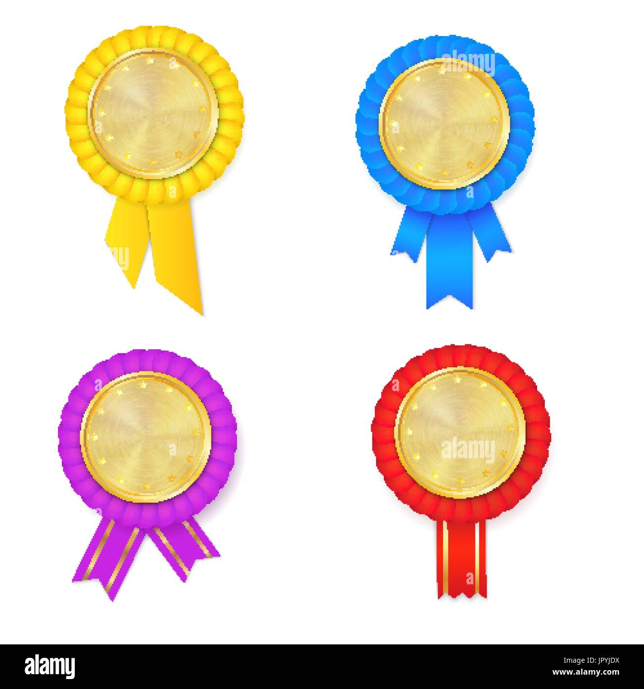 Vector colorfull award rosette  set. Empty plate. Place for text. Stock Vector