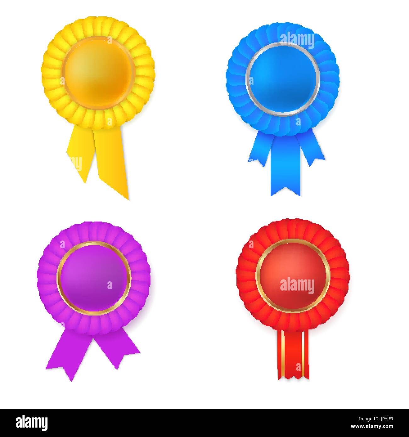 Vector colorfull award rosette  set. Empty plate. Place for text. Stock Vector