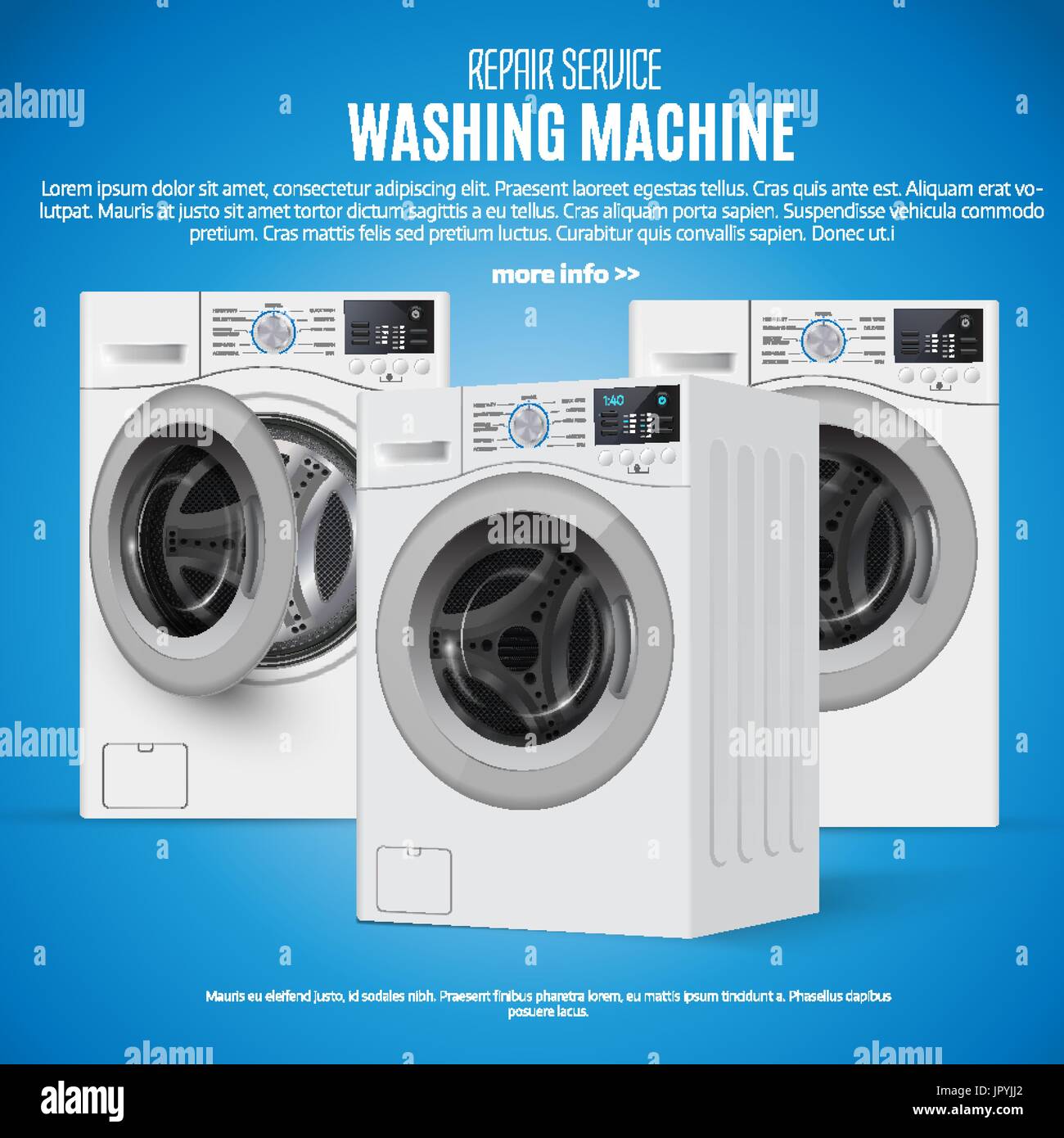 Realisic Vector Washers On Blue Background Perspective View