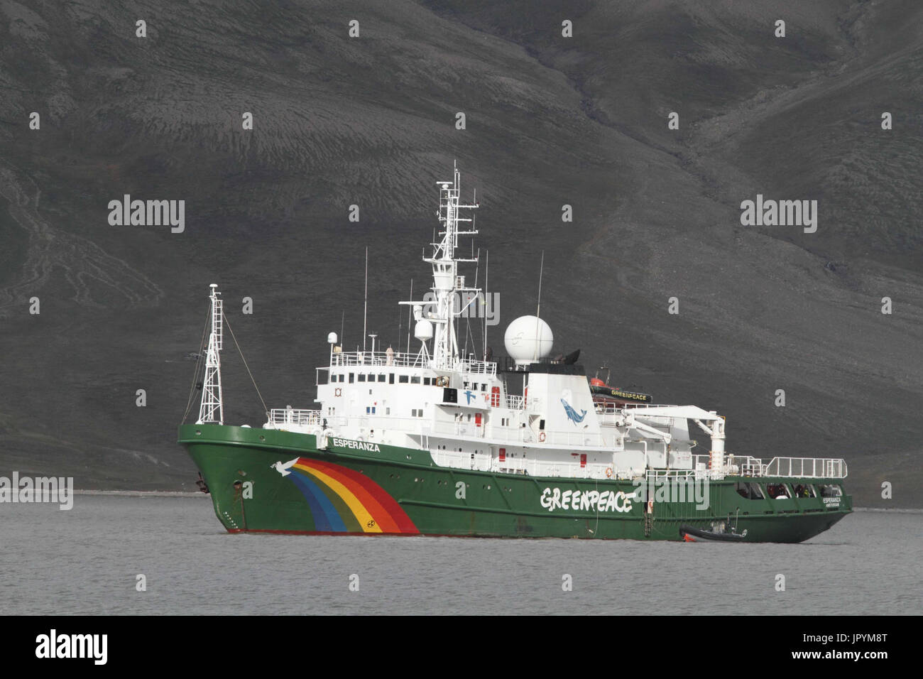 Greenpeace ship - Spitsbergen Stock Photo