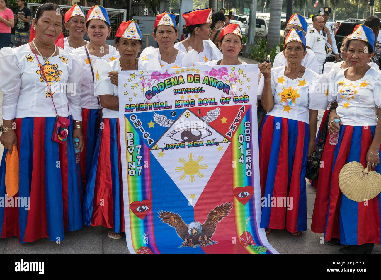 Religious group at anniversary of the death of Dr. Jose Rizal, Manila, Philippines Stock Photo