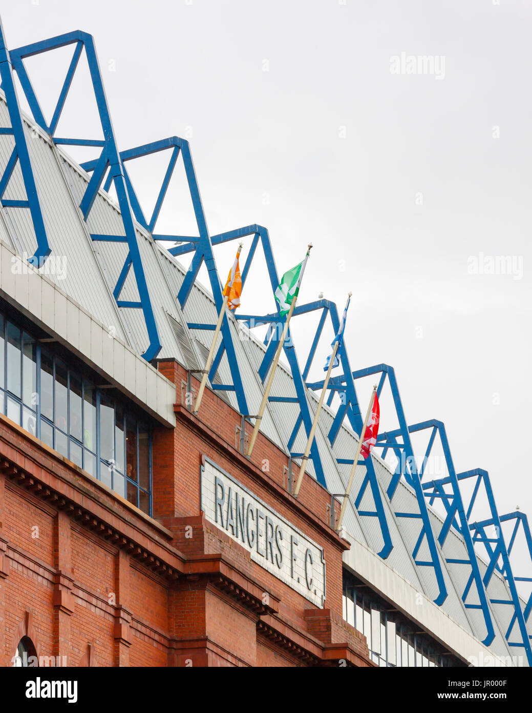 The Bill Struth Main Stand at Ibrox Stadium, home of Glasgow Rangers Football Club in Scotland. The stand is a category B listed building. Stock Photo
