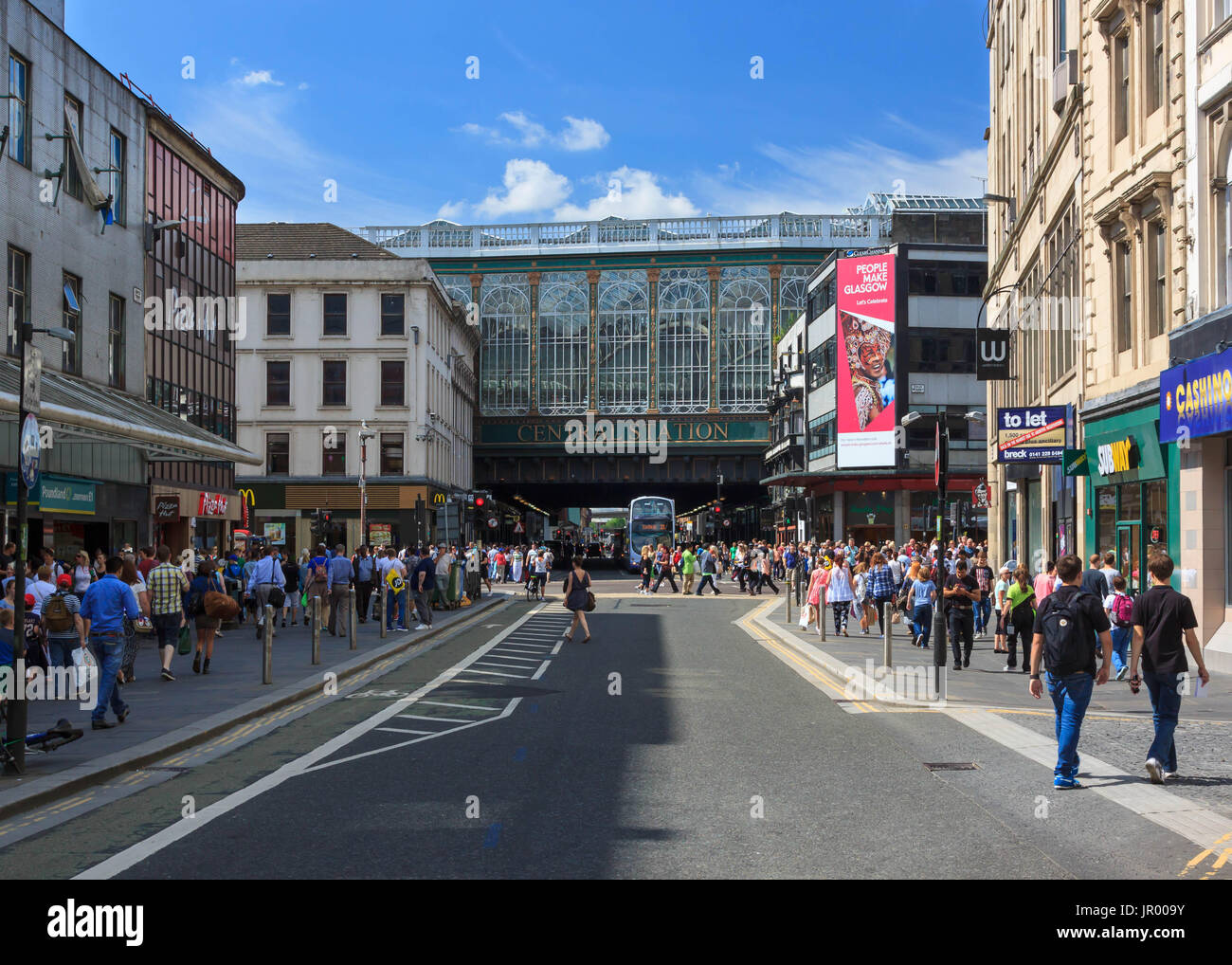 The view along Argyle Street towards Central Station in Glasgow city