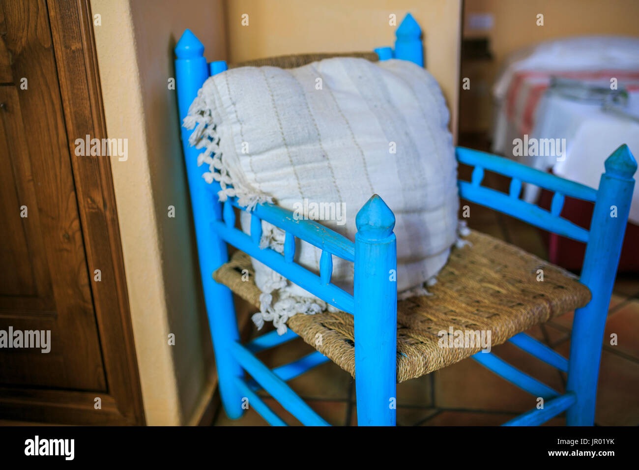 Mediterranean house. wooden chair Stock Photo Alamy