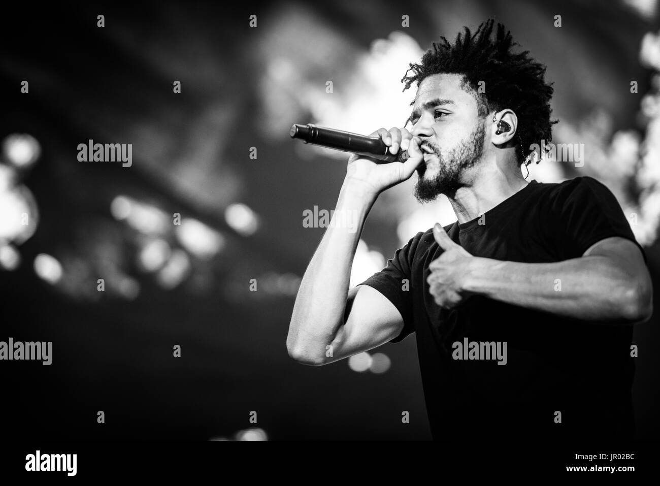 J. Cole performing at a music festival in British Columbia Canada in ...