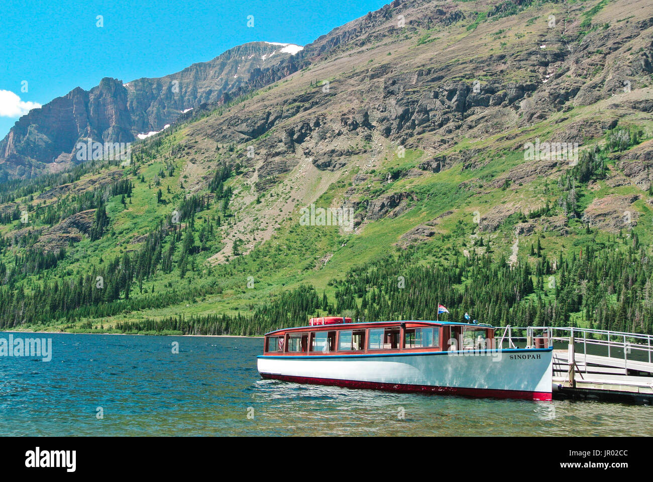 Two medicine lake tour boat Stock Photo Alamy