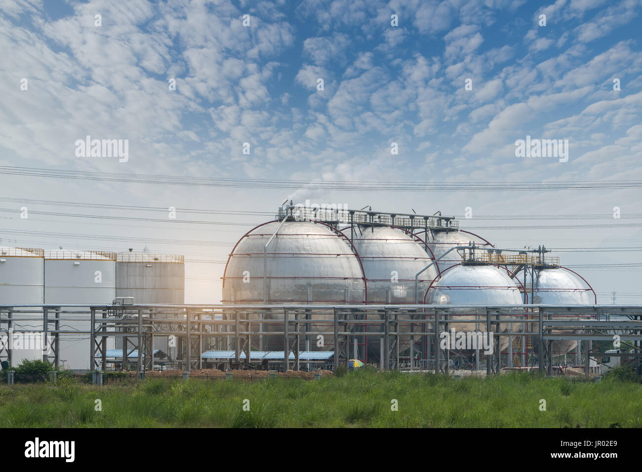 big Industrial oil tanks in a refinery Stock Photo Alamy