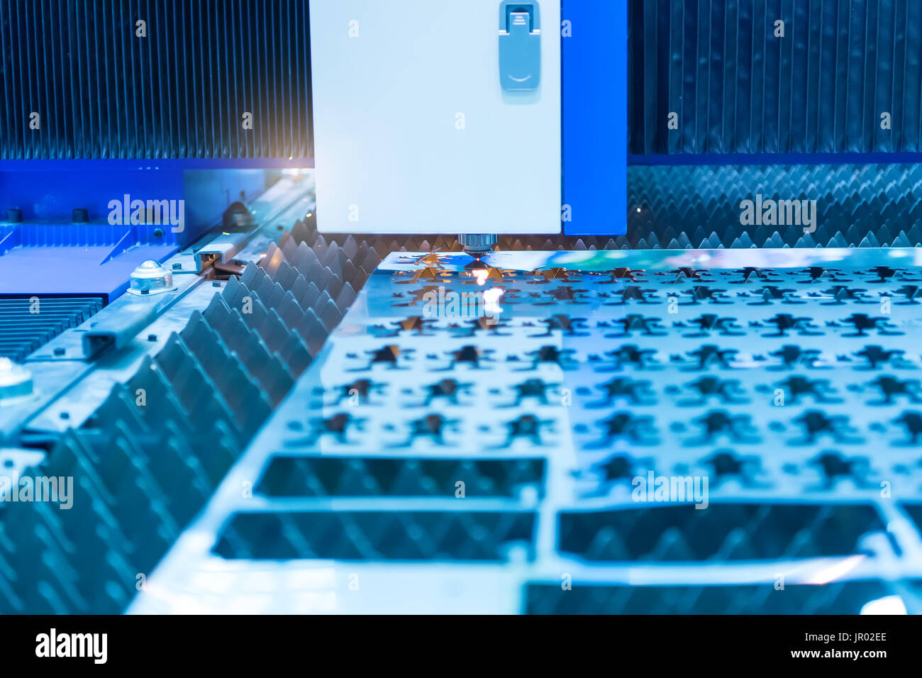 laser CNC cut machine while cutting the sheet metal Stock Photo Alamy