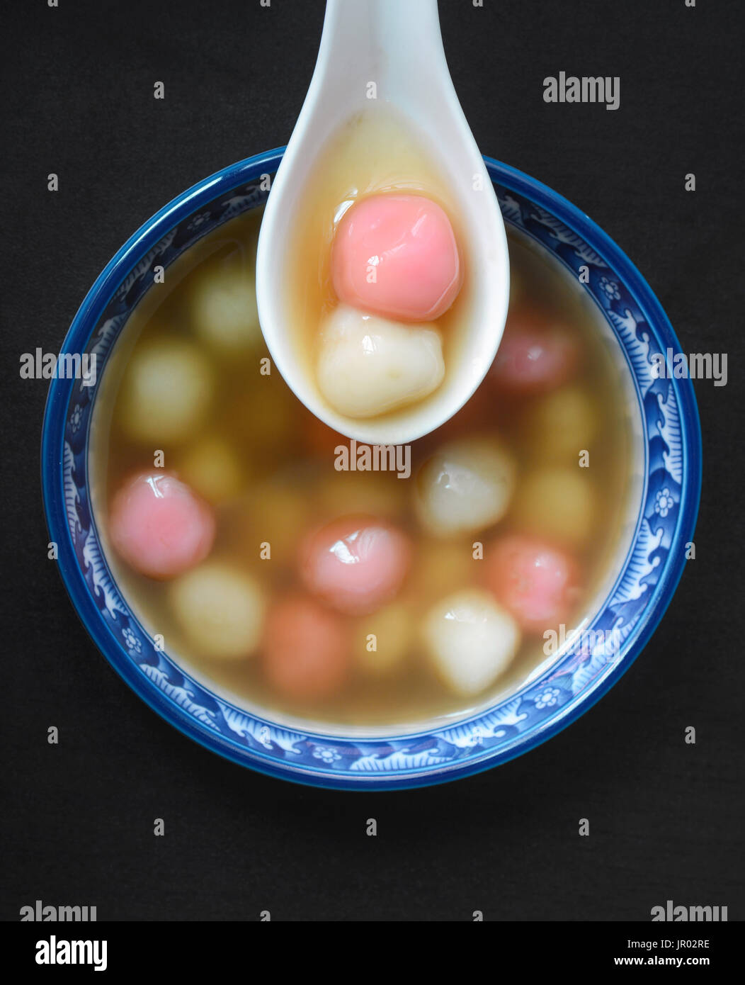 Sweet tangyuan glutinous rice soup dessert eaten on special occasions in China and Taiwan Stock Photo
