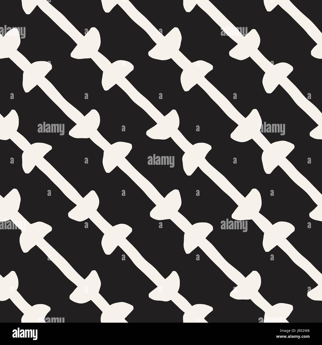 Hand drawn black and white ink abstract seamless pattern. Vector ...