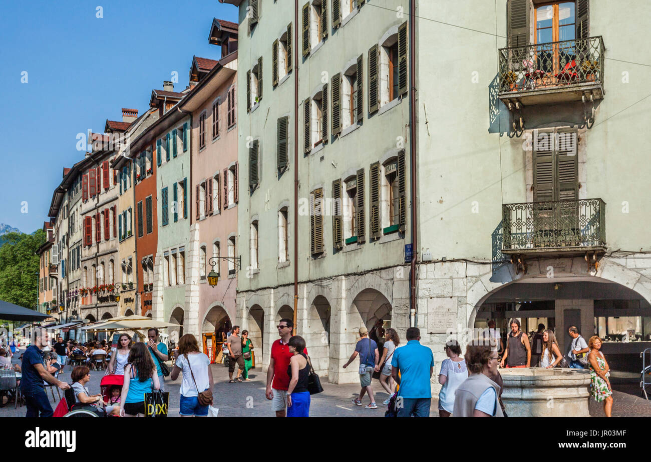 France, Haute-Savoie department, Annecy, Rue du Paquier in the Old town of Annecy Stock Photo