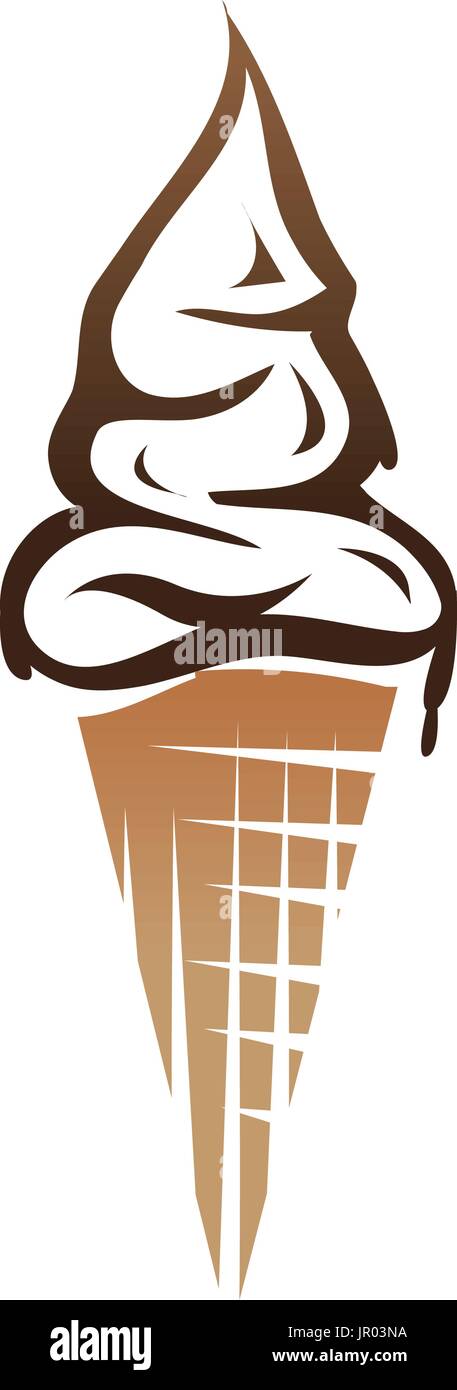 soft serve ice cream cone, icon design, isolated on white background. Stock Vector
