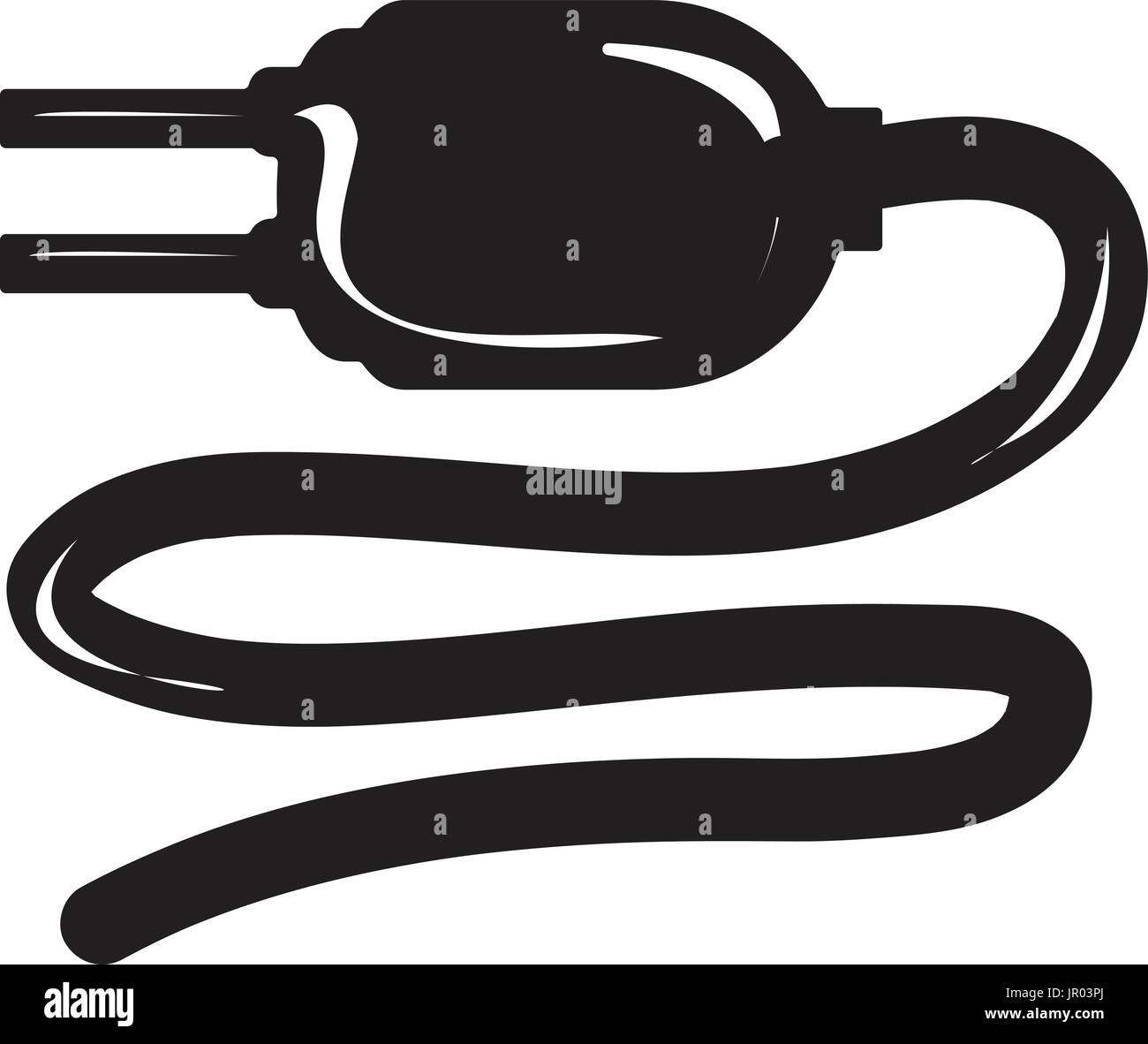 black electric plug icon, isolated on white background Stock Vector