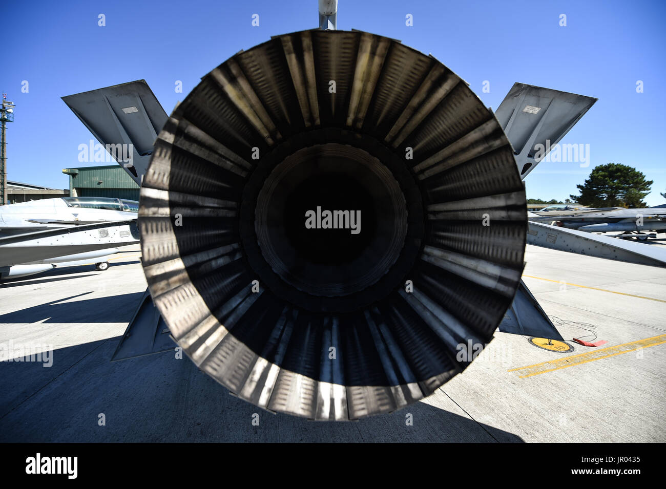 Fighter aircraft exhaust detail on the runway Stock Photo Alamy
