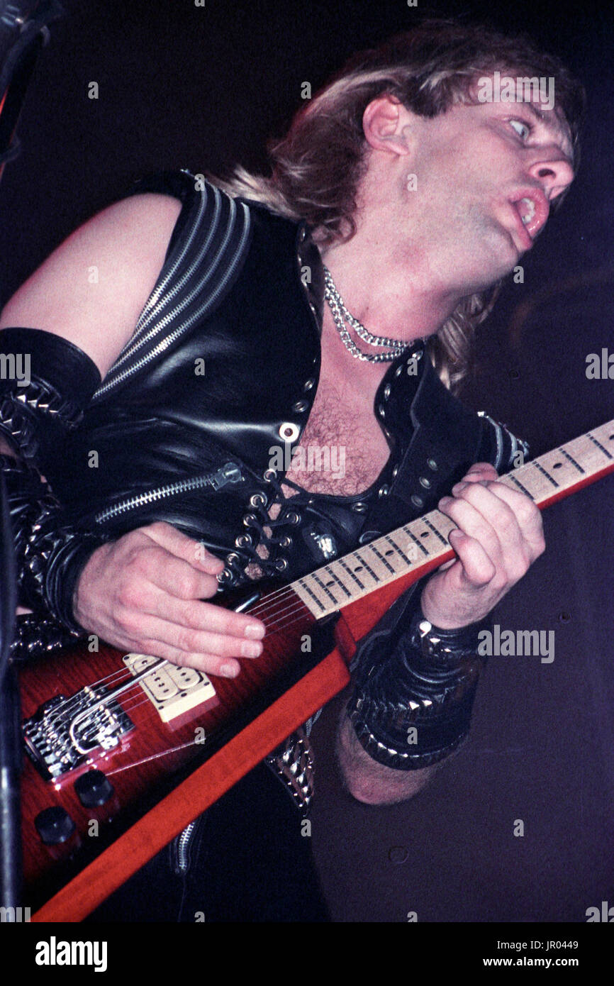 Guitarist's KK Downing of Judas Priest performs at Nassau Coliseum on