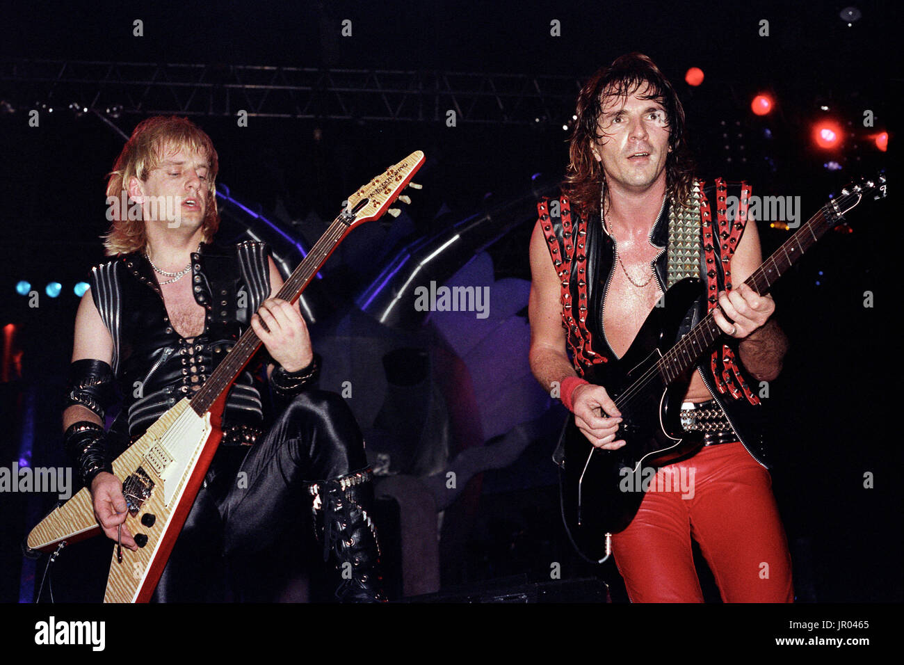 Guitarist's KK Downing and Glenn Tipton of Judas Priest performs at