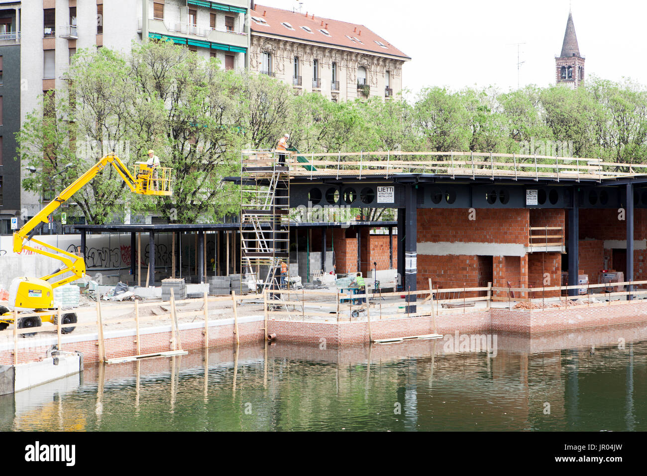 redevelopment of darsena, shipyard to Expo 2015, Milan Stock Photo