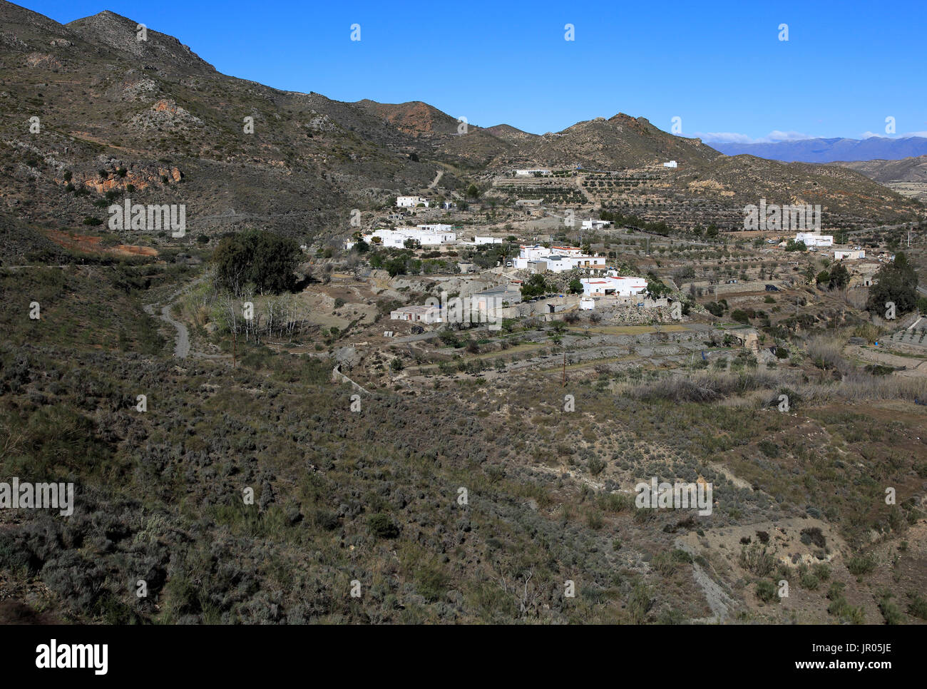 Landscape and small village Rambla Honda, in Sierra Alhamilla mountains