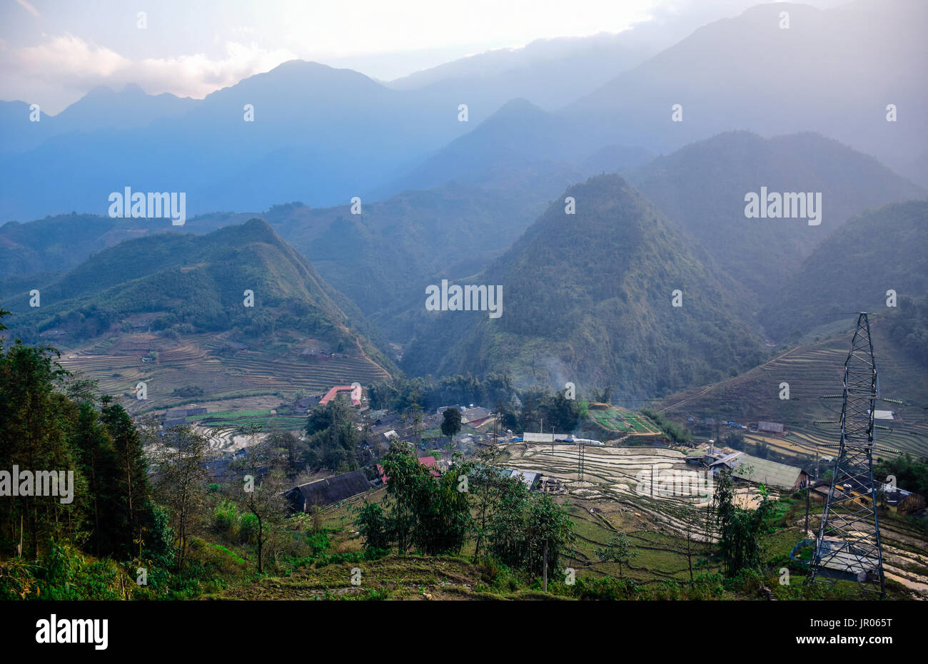 Cat Cat village in the middle of the mountains in Sapa, Lao Cai - Northwest of Vietnam Stock Photo