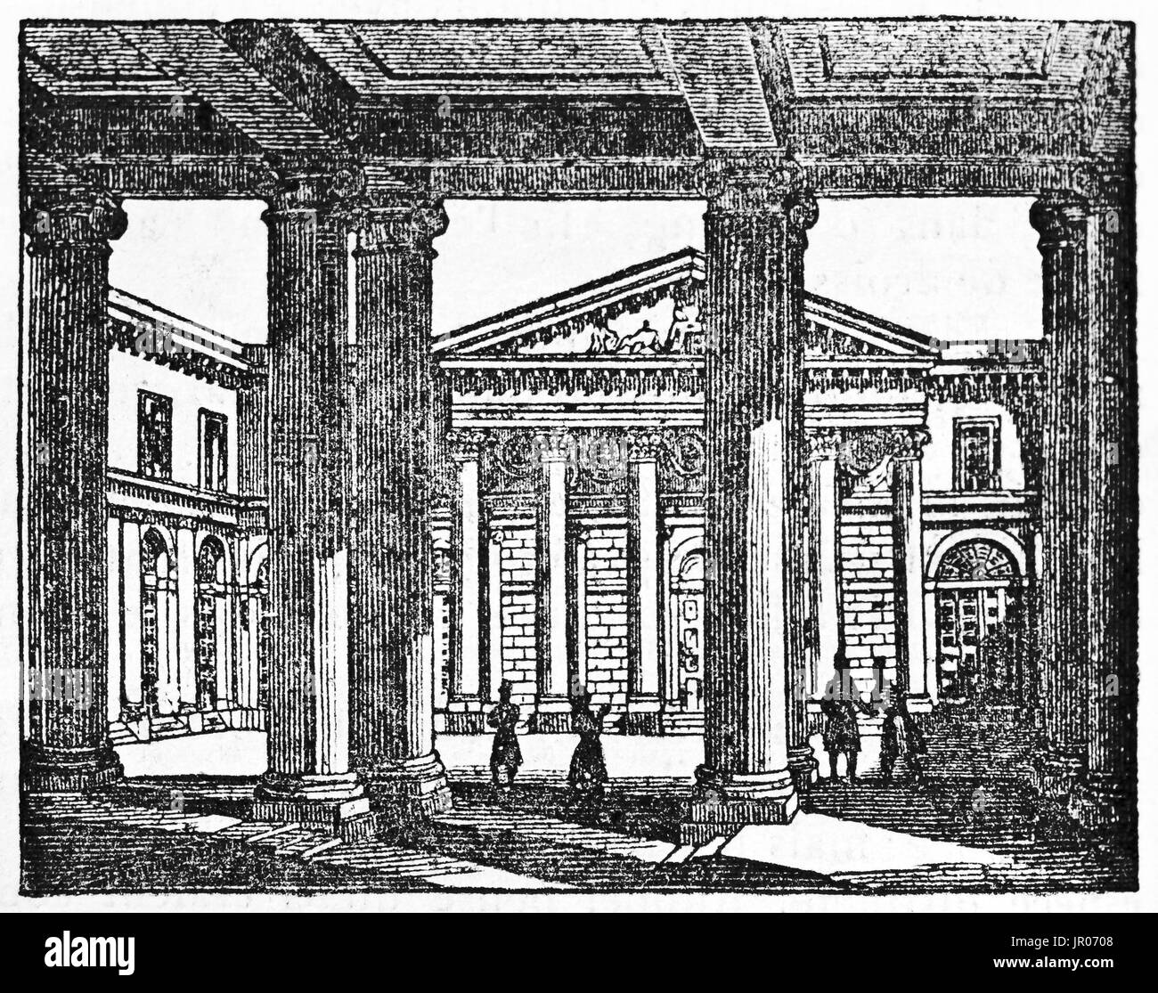 Old illustration of medical school in Paris (Theese days Descartes University). By unidentified author, published on Magasin Pittoresque, Paris, 1833. Stock Photo