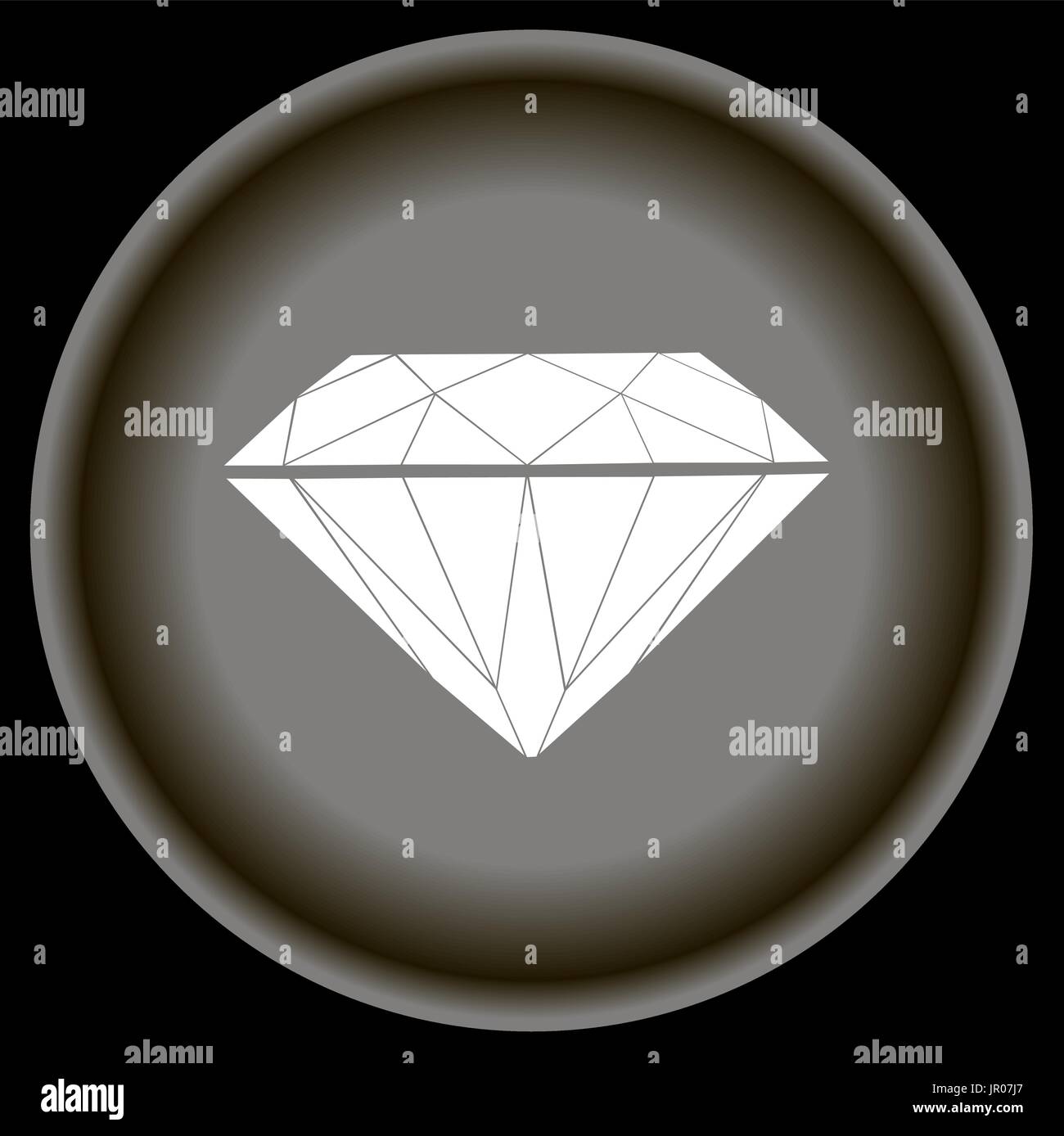 Icon Flat white Diamond on grey plate. Stock Vector