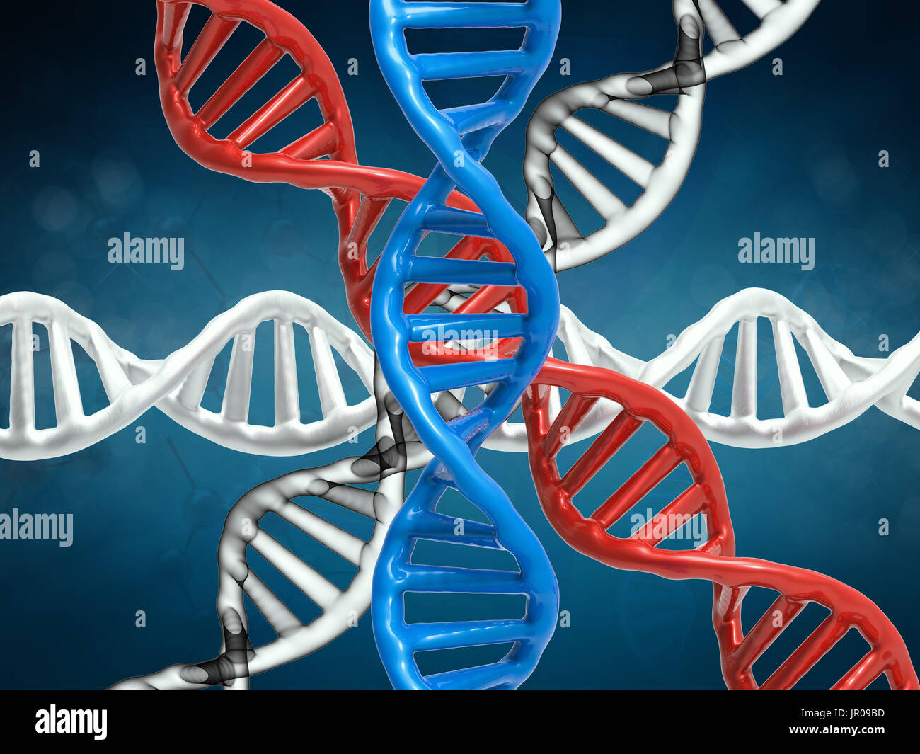 3d rendering dna structure or dna helix on blue background Stock Photo ...