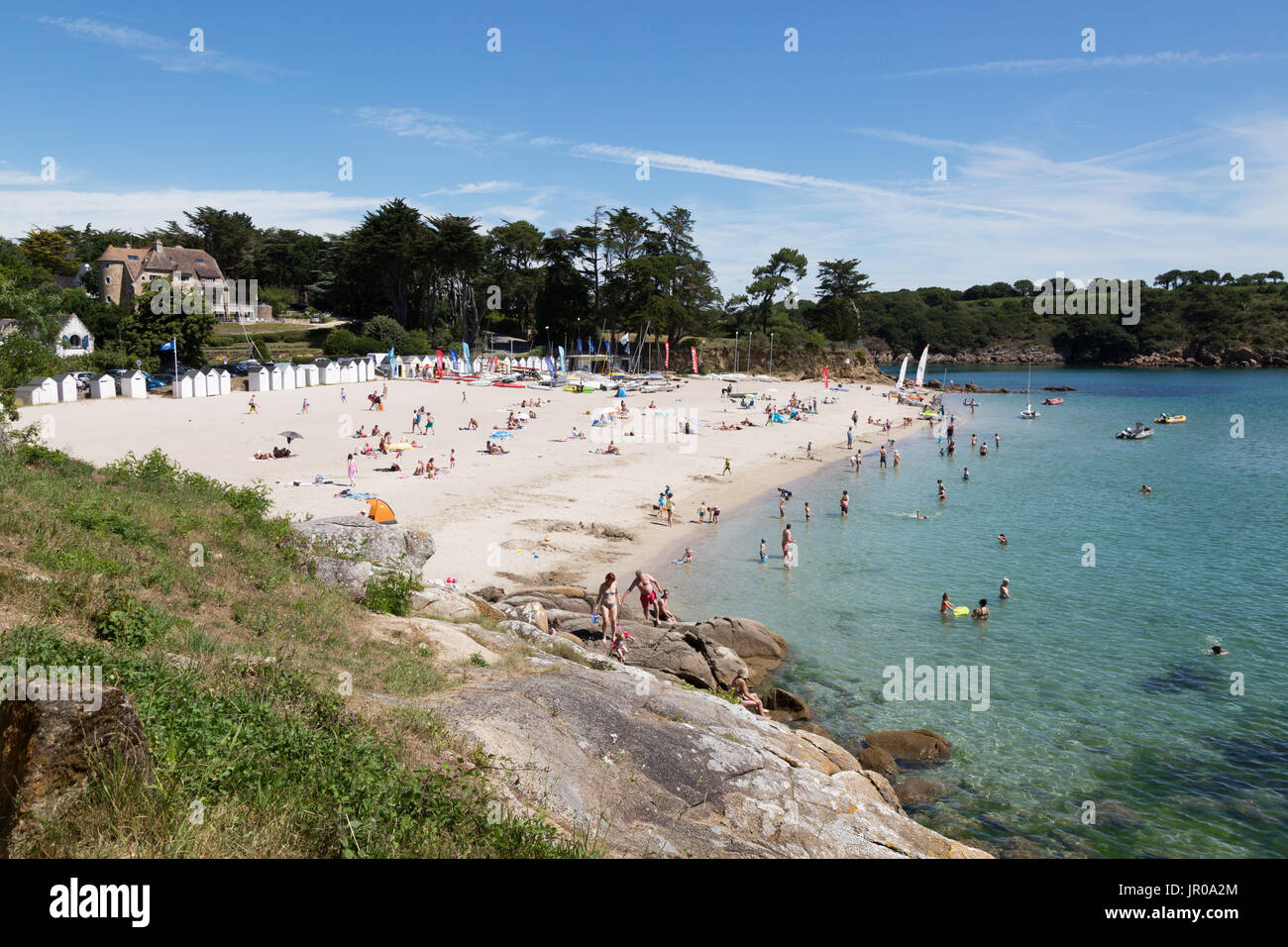 Brittany beach - the sandy beach at Port Manec'h, Finistere, Brittany, France Stock Photo