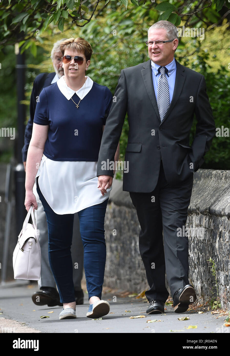 The Very Rev Martin Thrower, with his wife Pauline, arrives at Norwich Crown Court where he will be sentenced after admitting two counts of voyeurism at an earlier hearing. Stock Photo