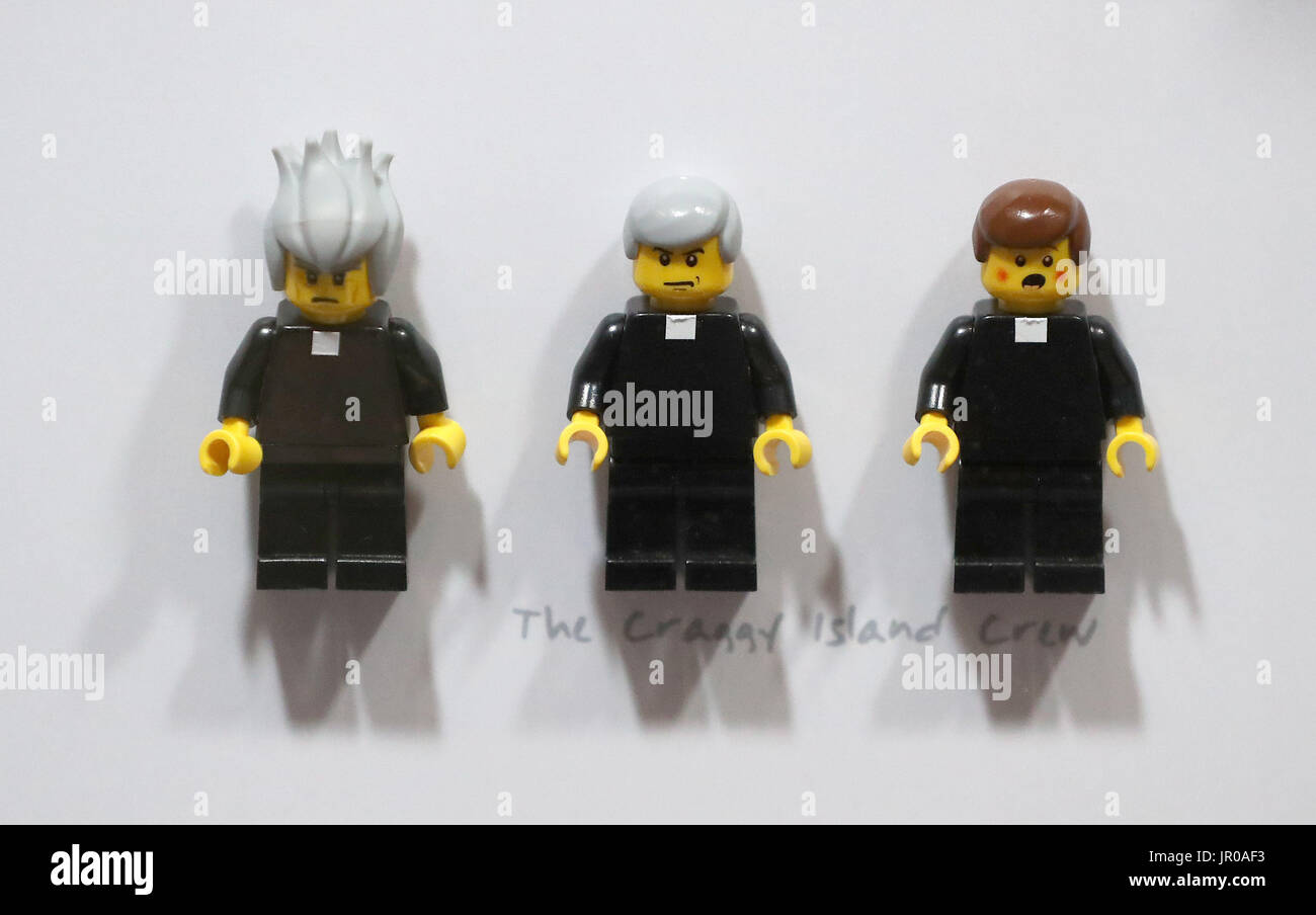 Father Ted mini figures on display at the BRICKLIVE event for Lego fans at  the Titanic Exhibition Centre in Belfast Stock Photo - Alamy