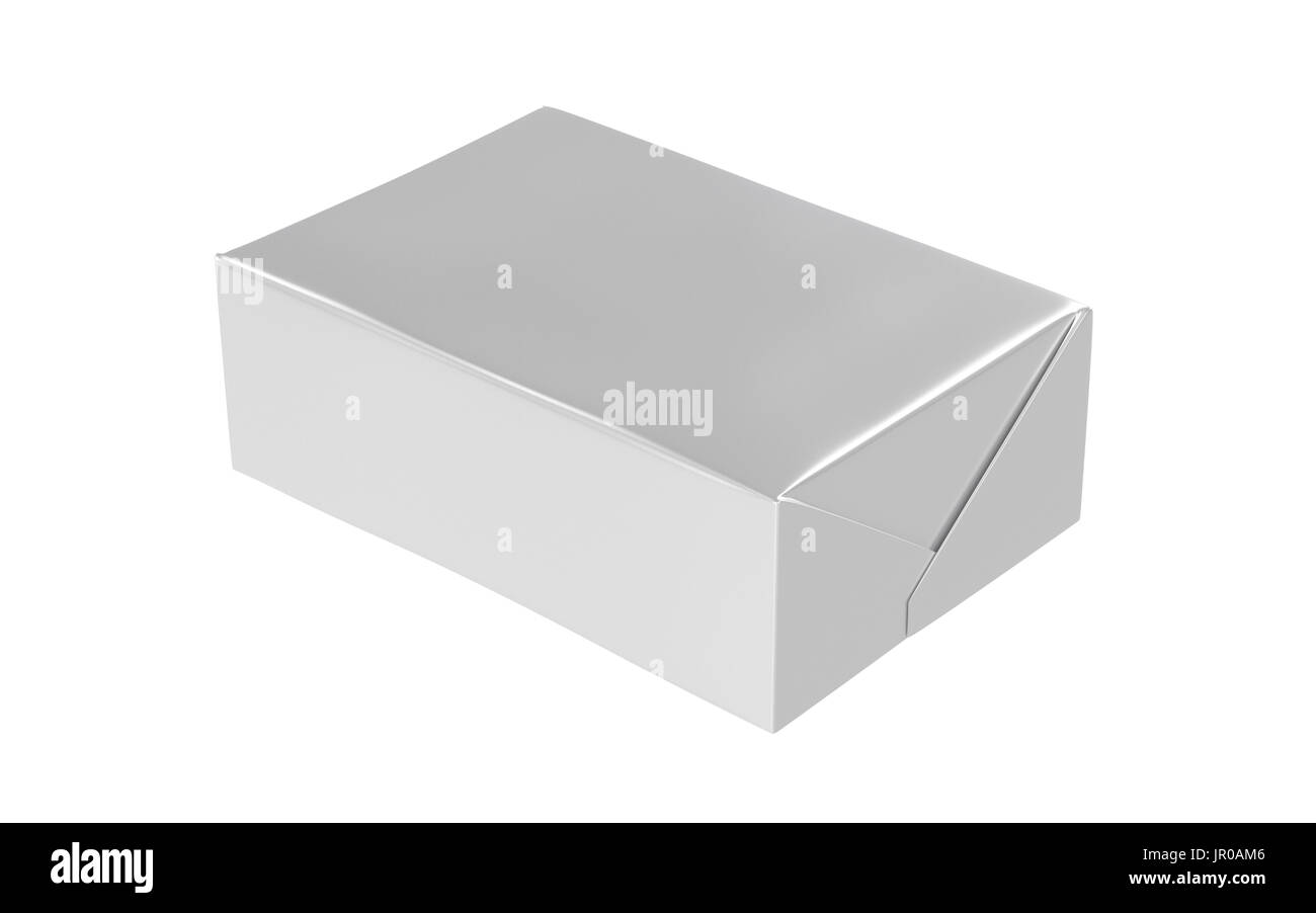 3D realistic render of isolated paper wrap box with shadow,(butter, spread, soap mock up) on white background. Stock Photo