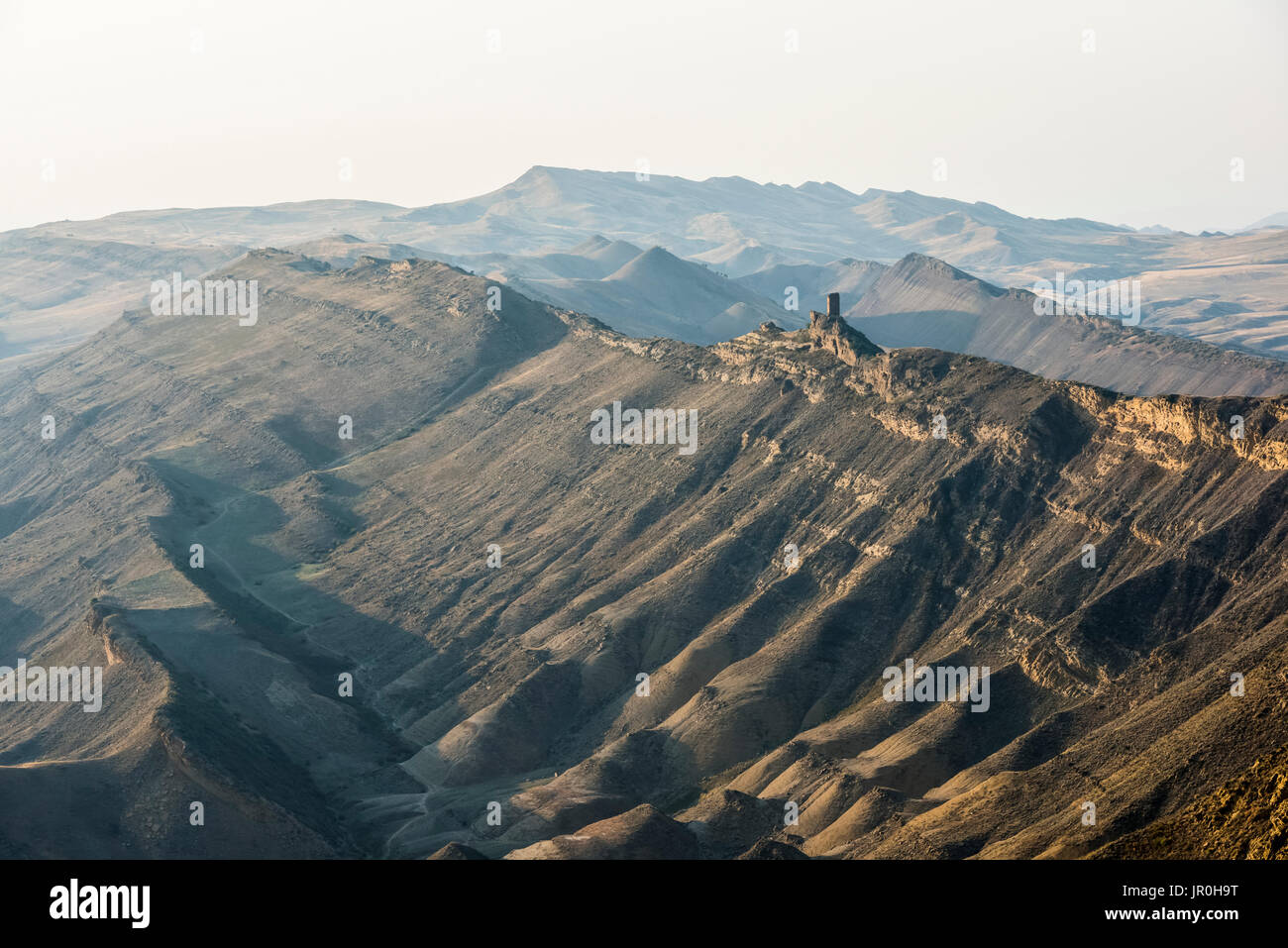 A Mountain Ridge Near The David Gareja Monastery Complex At The Disputable Georgiaâ€“azerbaijan Border With Clearly Visible Remnants Of Ancient Mon... Stock Photo