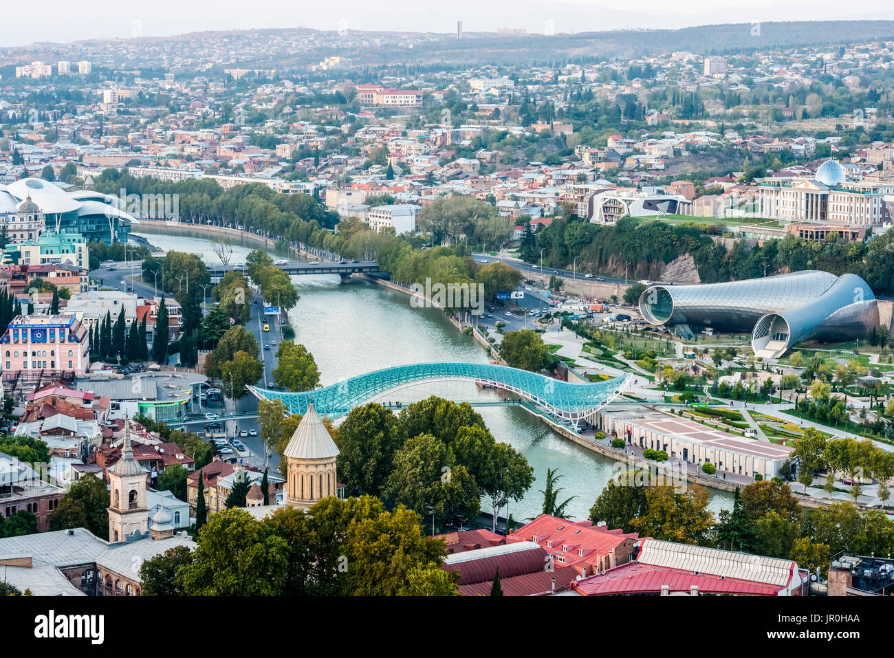 Tbilisi The Capital And The Largest City Of Georgia With Bridge Of Stock Photo Alamy