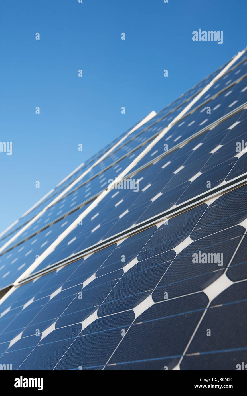 Close-Up Of Solar Panels; Homer, Alaska, United States Of America Stock Photo